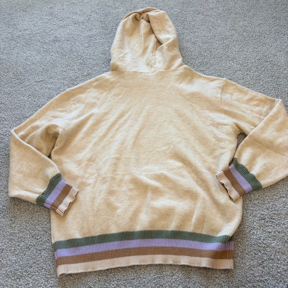 FP Movement SAMPLE Wool Blend Hoodie Womens S Beige Striped Casual Lounge‎ Cozy - Picture 7 of 8